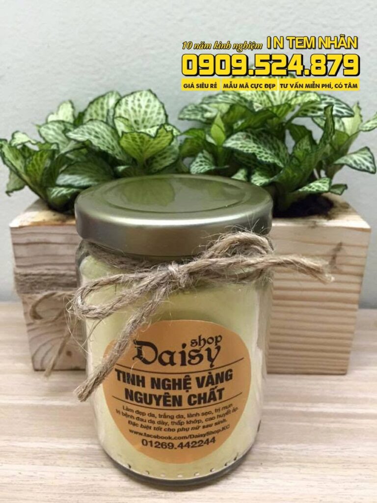 Mẫu Tem Nhãn tinh nghệ vàng nguyên chất daisy