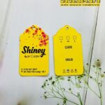 Mẫu Nhãn Mác Quần Áo hình chuông shop thời trang Shiney q1 HCM màu vàng