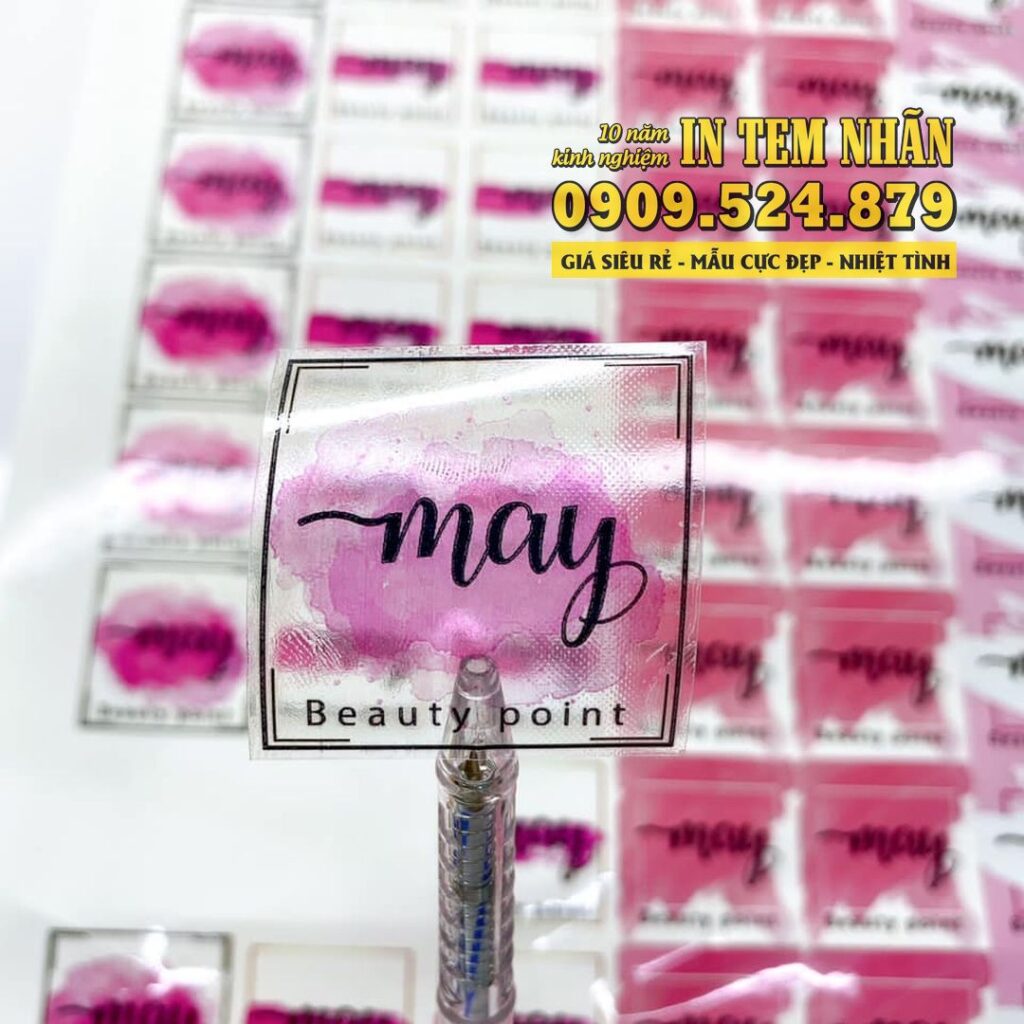 Mẫu Tem Nhãn May Beauty Point decal trong