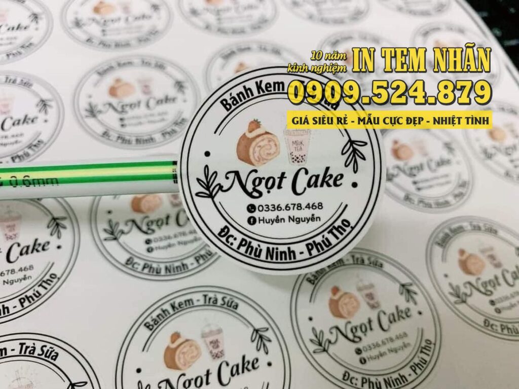 Mẫu Tem Nhãn bánh kem Ngọt Cake