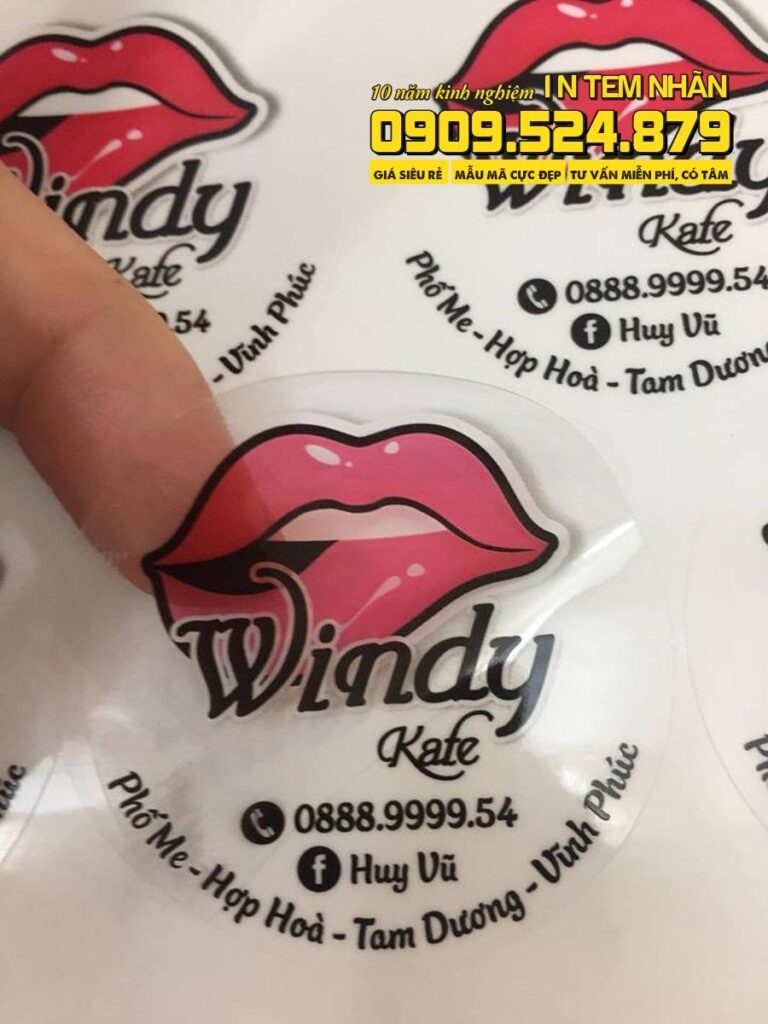 Mẫu Tem Nhãn café Windy kafe