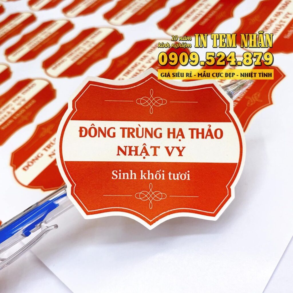 Mẫu Tem Nhãn đông trùng hạ thảo Nhật Vy