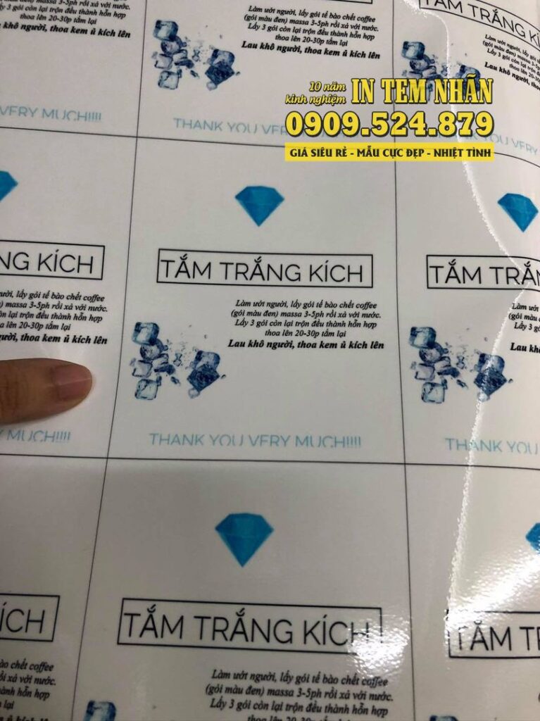 Mẫu Tem Nhãn tắm trắng kích