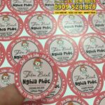 Mẫu Tem Nhãn tiệm bánh Nghĩa Phúc decal giấy