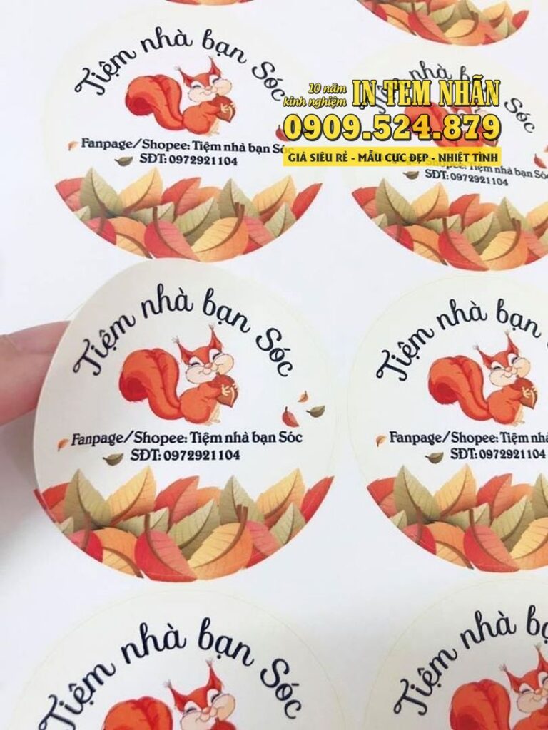 Mẫu Tem Nhãn tiệm bánh bạn Sóc