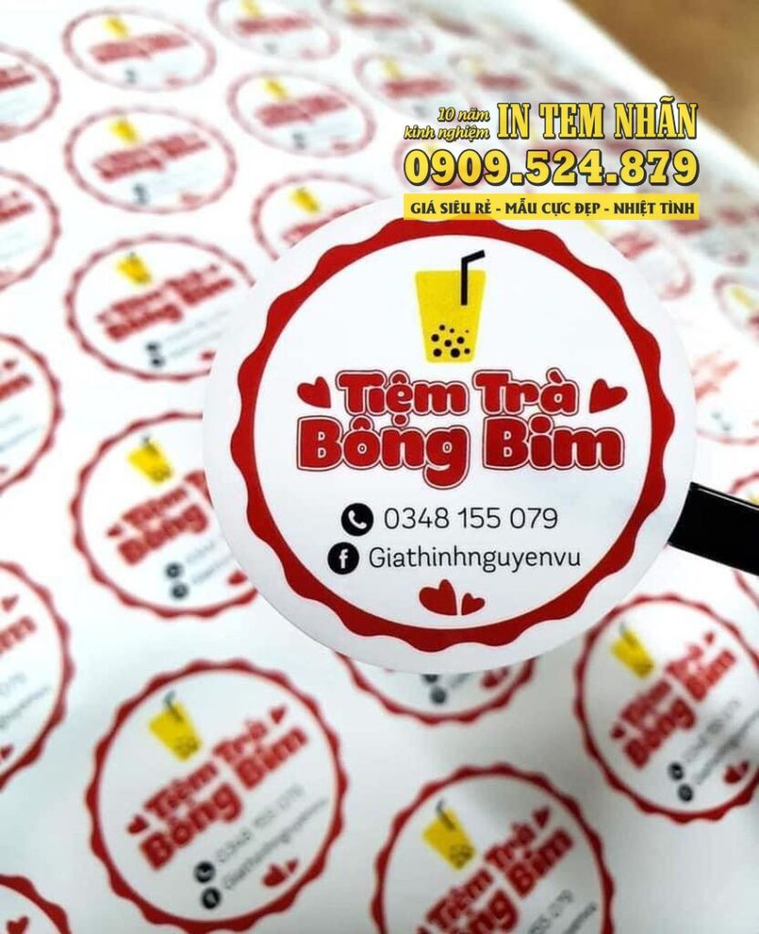 Mẫu Tem Nhãn tiêm trà bông bim