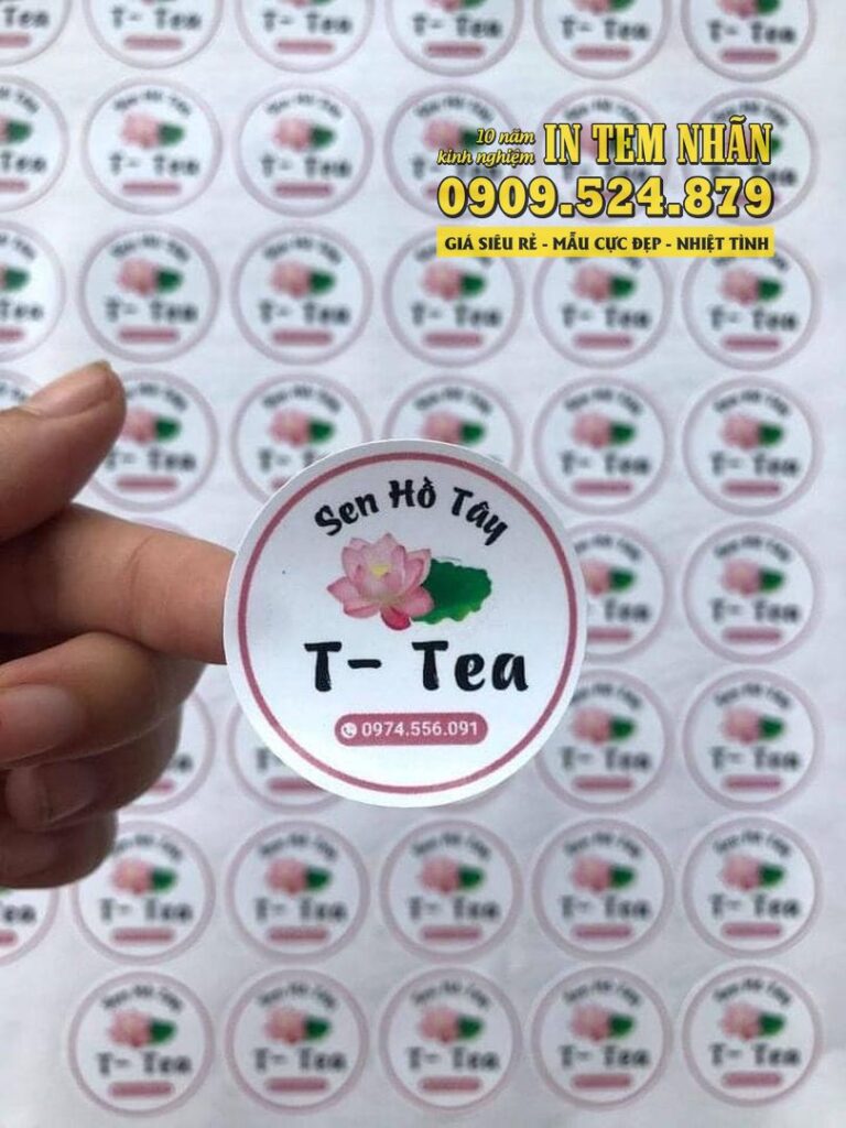 Mẫu Tem Nhãn trà sen hồ tây