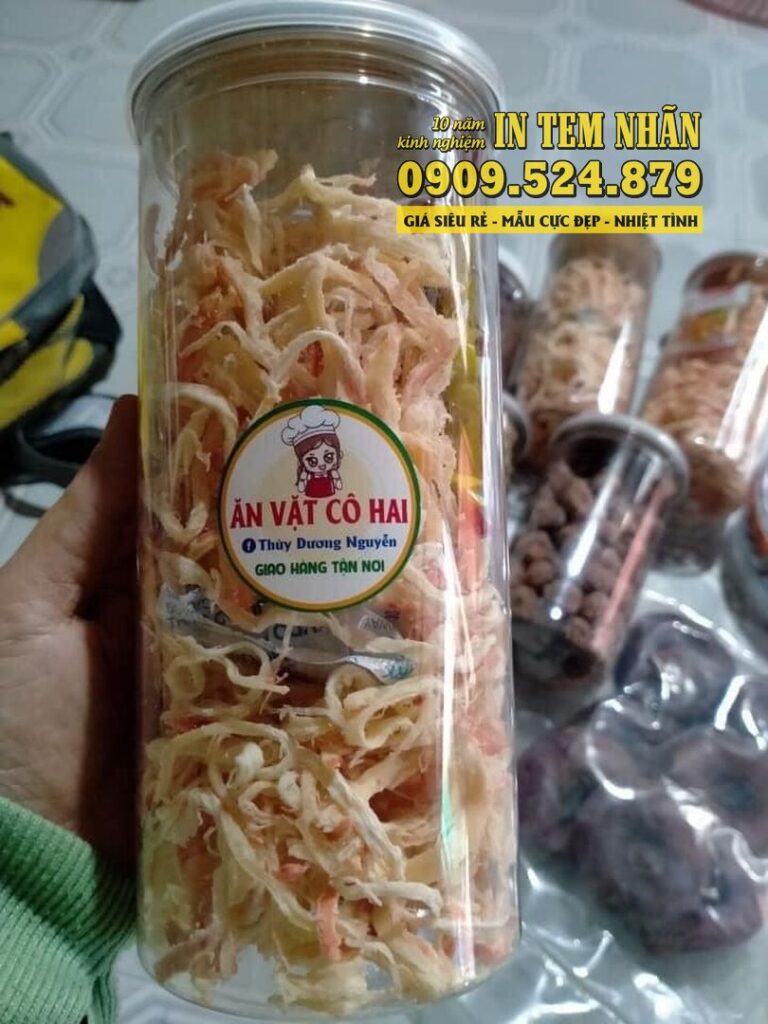 Mẫu Tem Nhãn ăn vặt cô hai