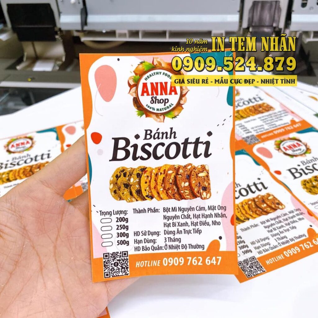 Mẫu Tem Nhãn bánh biscotti Anna Shop